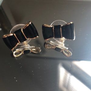 BLACK AND GOLD BOW KATE SPADE EARRINGS